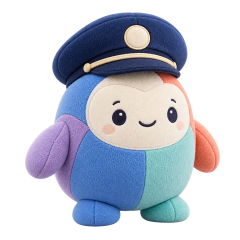 Colourful plush pilot