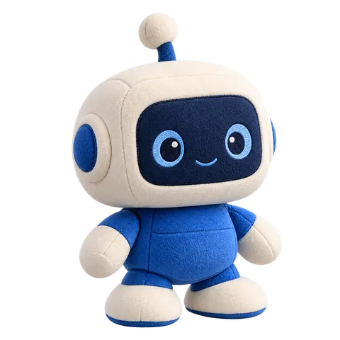Blue and white fabric robot