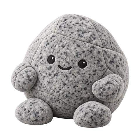 Grey speckled plush stone creature