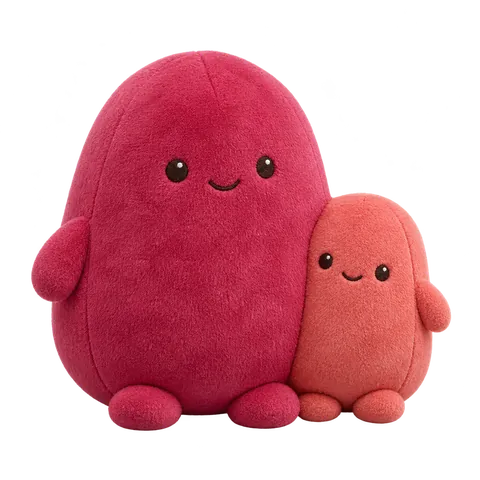 Large and small fabric creatures