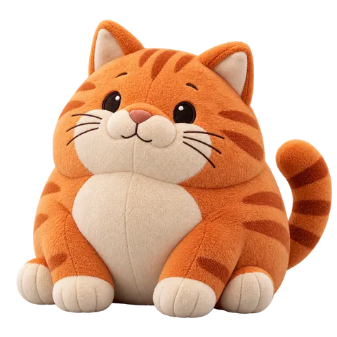 Round orange plush cat